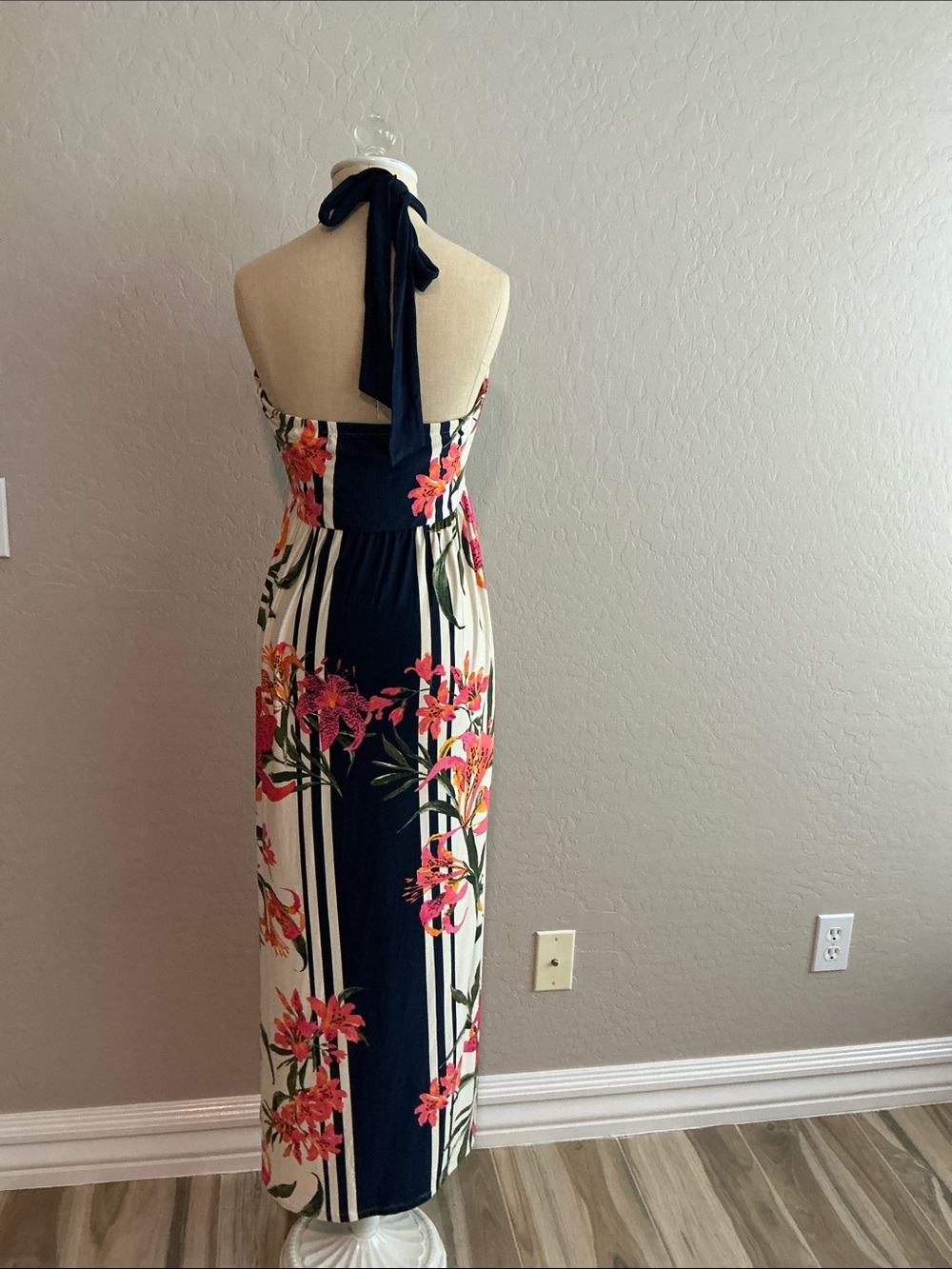 Soma Strapless Floral Maxi Dress with Navy Accents - Picture 2 of 4